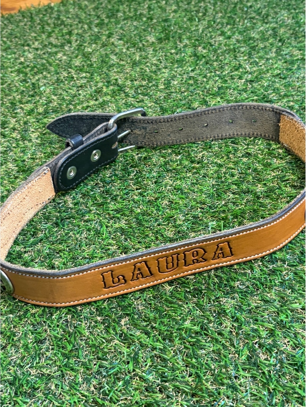 Personalized Leather belt  with Name LAURA